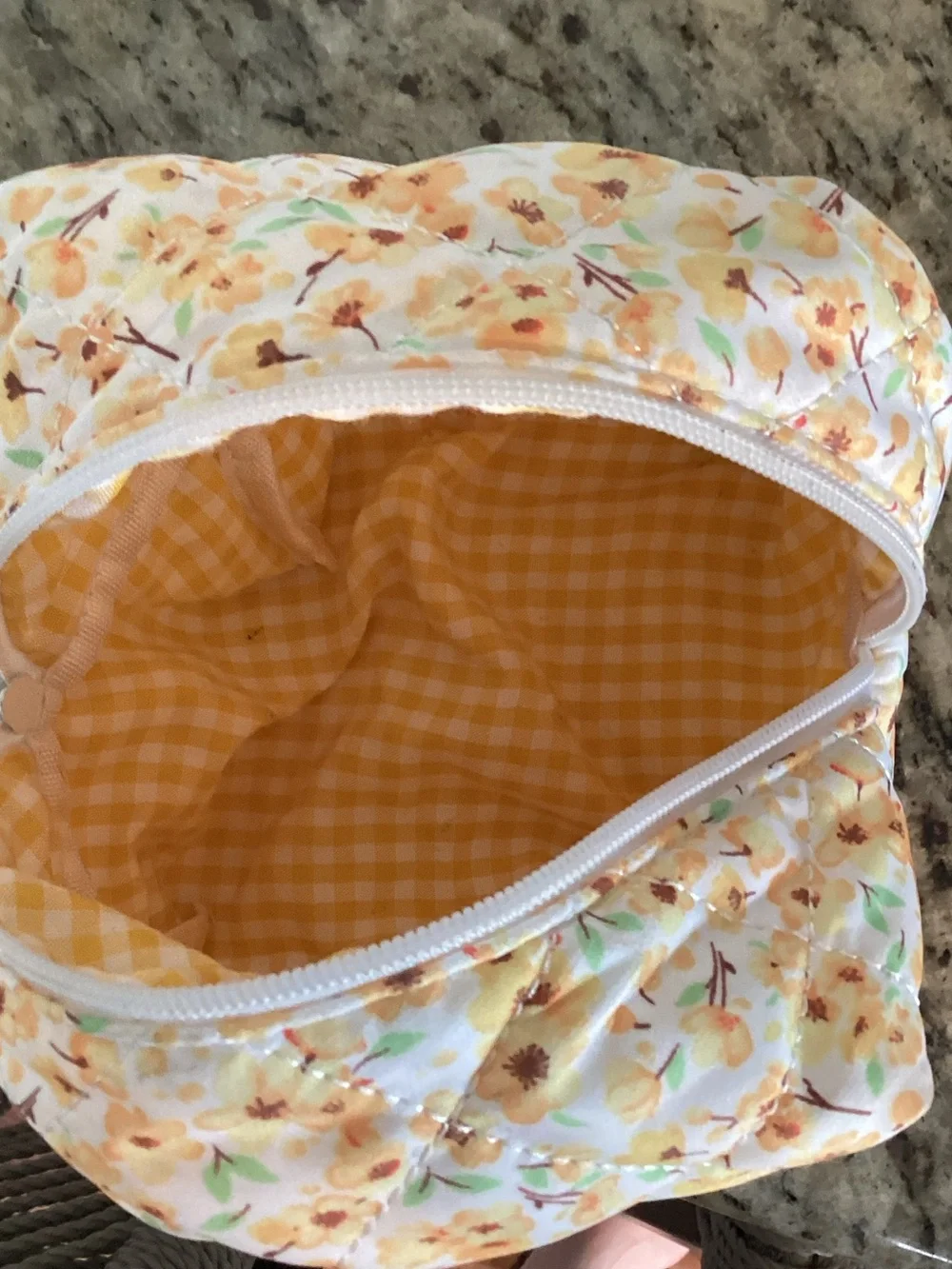 Sunkissed Coconut Yellow Floral Quilted Cosmetic Pouch